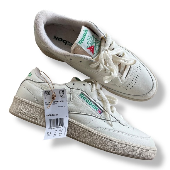 Reebok Club C 85 Vintage Chalk Paperwhite Glen Green Retro Sneaker Tennis Sz 7.5 - Picture 1 of 12
